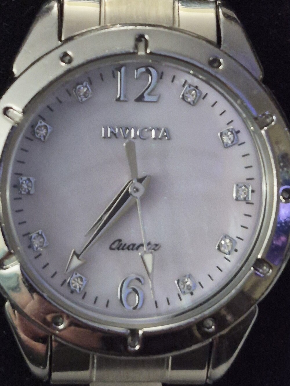 Invicta Silver-Tone Watch with Mother-of-Pearl Dial